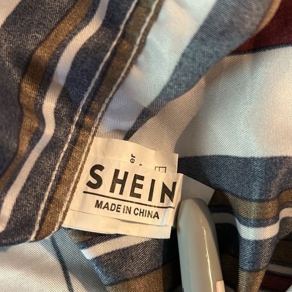 Striped Short Sleeve Shirt Large Burgundy - Picture 7 of 10